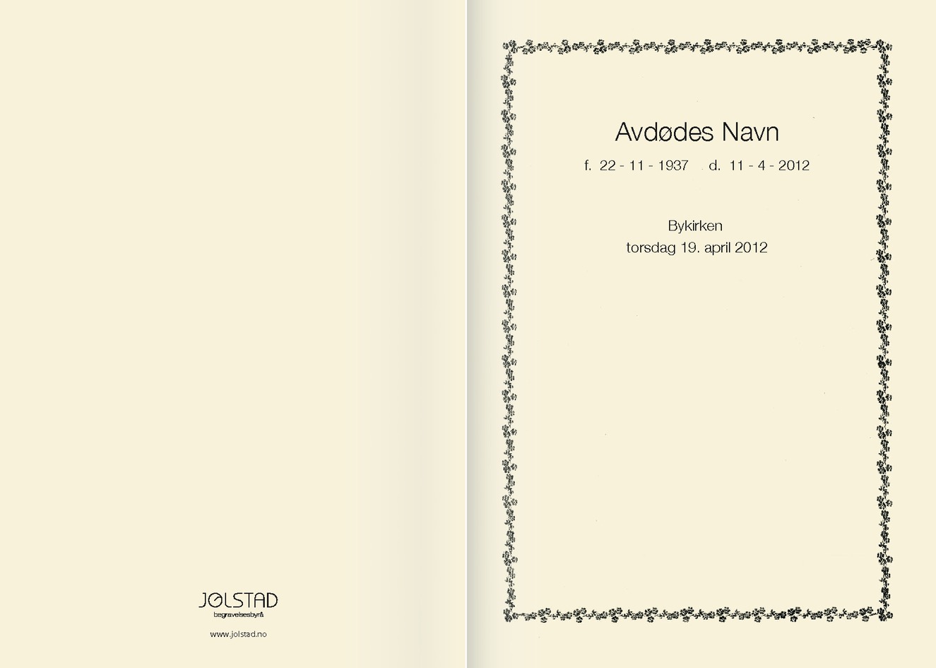 Kransinnrammet programhefte fra Jølstad