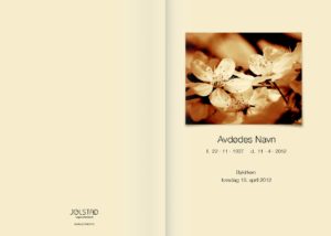 Enkelt epleblomstmotiv på Jølstad sitt programhefte