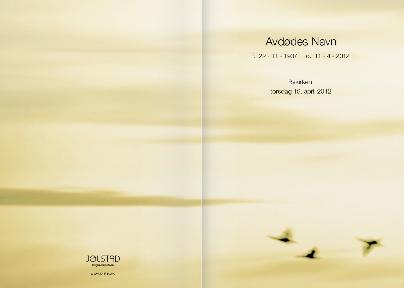 Tradisjonell programhefte med fuglemotiv fra Jølstad