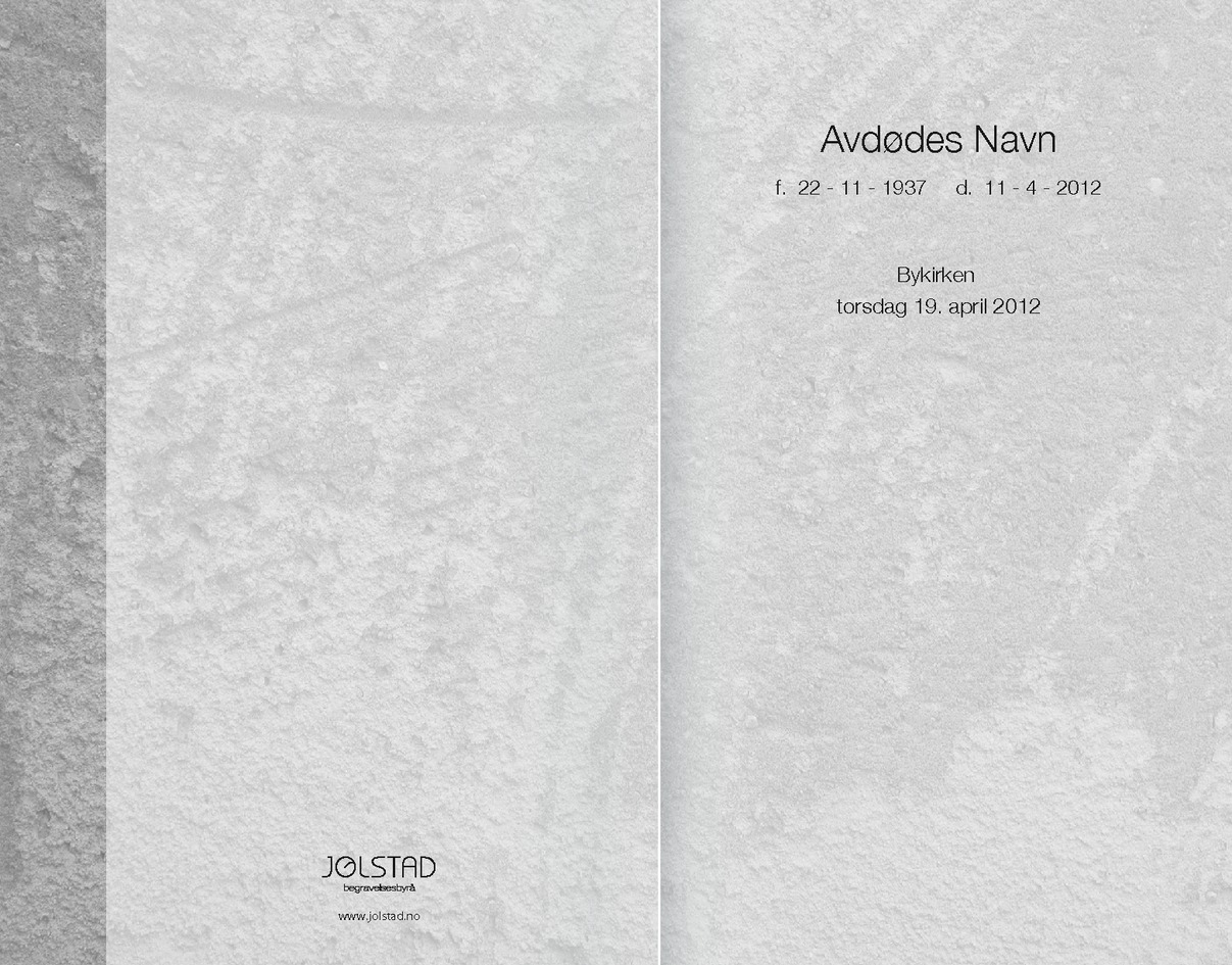 Asymmetrisk og gråtonet programhefte fra Jølstad