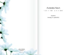 Hvite blomster på baksiden av programheftet fra Jølstad