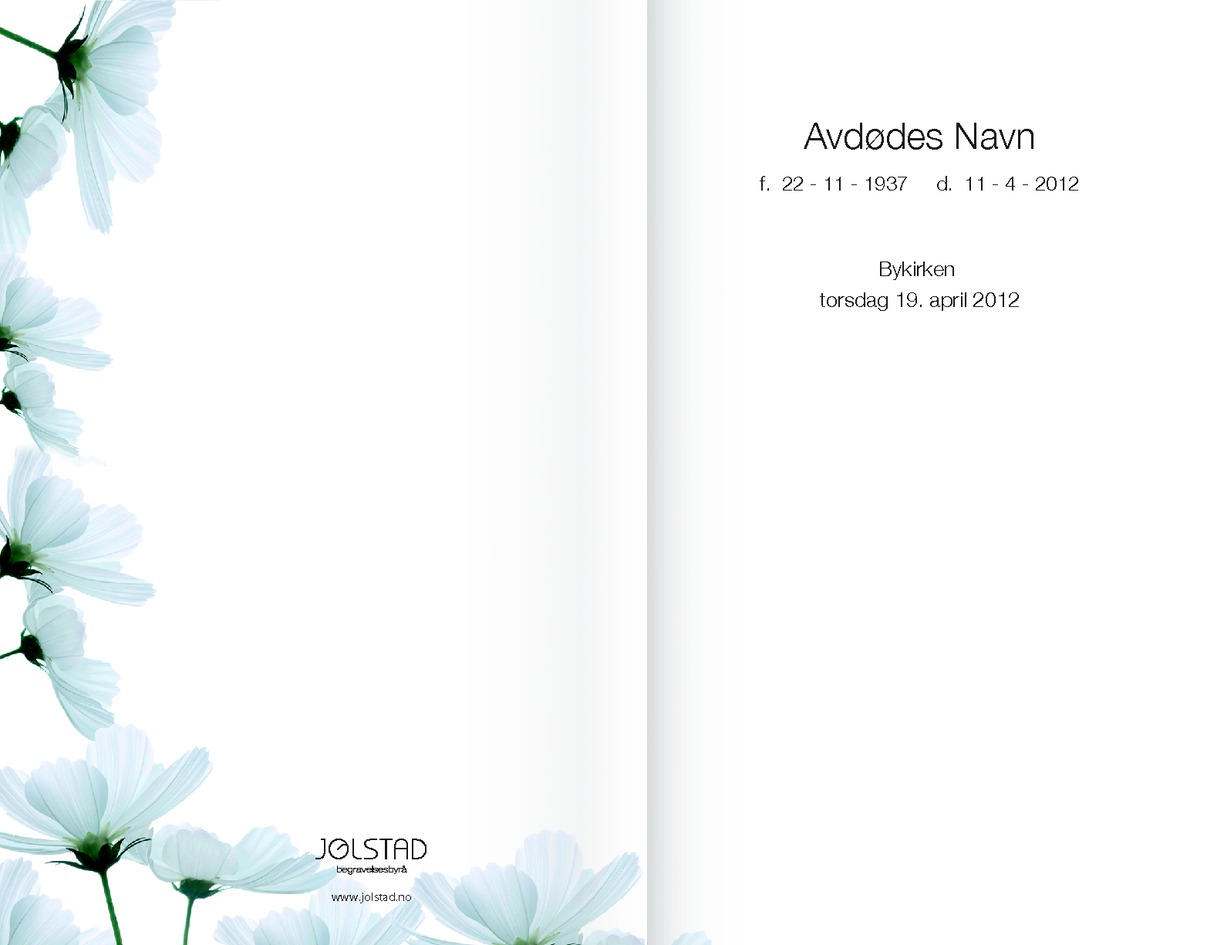 Hvite blomster på baksiden av programheftet fra Jølstad