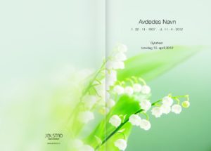 Liljekonvall som fullprint på programheftet fra Jølstad