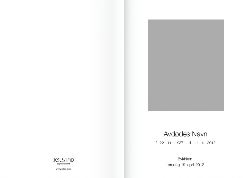 illustrasjonsbilde programhefte fra jølstad begravelsesbyrå